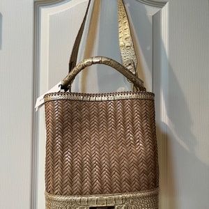 BRAHMIN Amelia Stardust Hutchinson Leather Bucket Bag